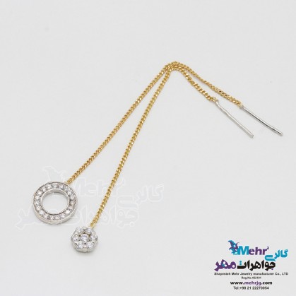 Gold Earring - Flower and Circle Design-SE0131